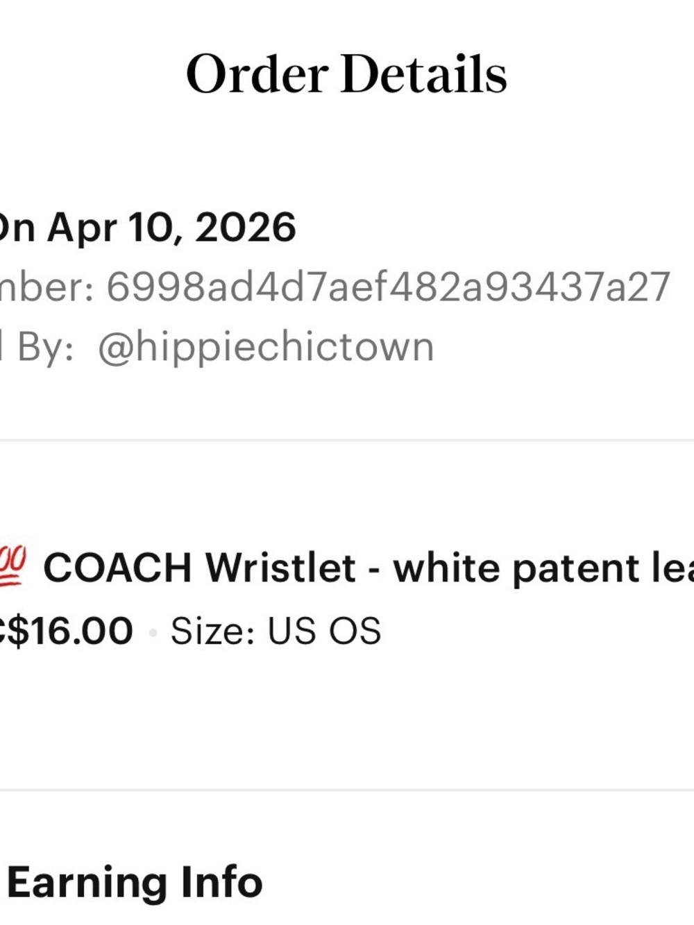 Coach White Patent Leather Wristlet with Strap